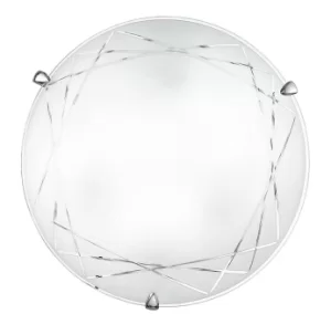 Image of PARADISE 3 Light Patterned Glass Flush Ceiling Light White 40cm