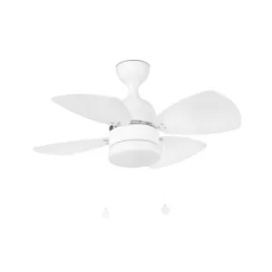 image of Mediterraneo 2 Light Small Ceiling Fan White, Maple with Light, E14