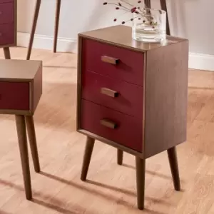 Image of Pacific Klee 3 Drawer Bedside Table, Pine Red