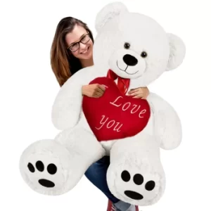 Image of Teddy Bear White 100cm incl. Heart Pillow