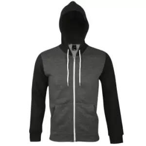 image of SOLS Silver Unisex Full Zip Hooded Sweatshirt / Hoodie (M) (Charcoal Marl)