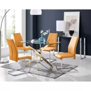 Image of Furniture Box Leonardo 4 Gold Dining Table and 4 Mustard Lorenzo Chairs