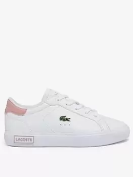 Image of Lacoste Infant Powercourt 0721 Trainers, White/Pink, Size 3 Younger