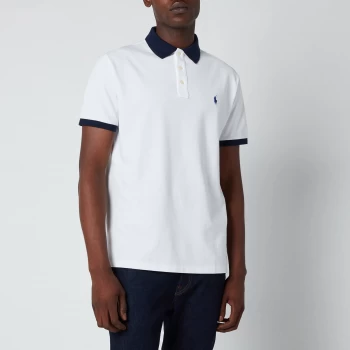 Image of Polo Ralph Lauren Mens Mesh Knit Contrast Collar Polo Shirt - White - L