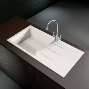 Image of Single Bowl Inset White Granite Composite Kitchen Sink - Enza Madison