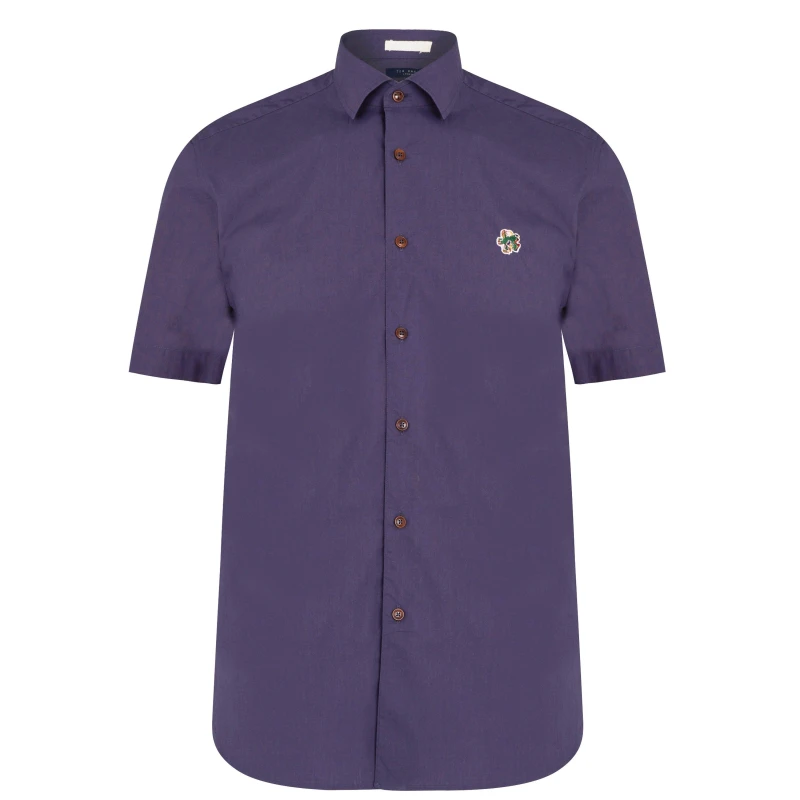 Image of Ted Baker Fonsho Short Sleeve Shirt - Blue Blue XS