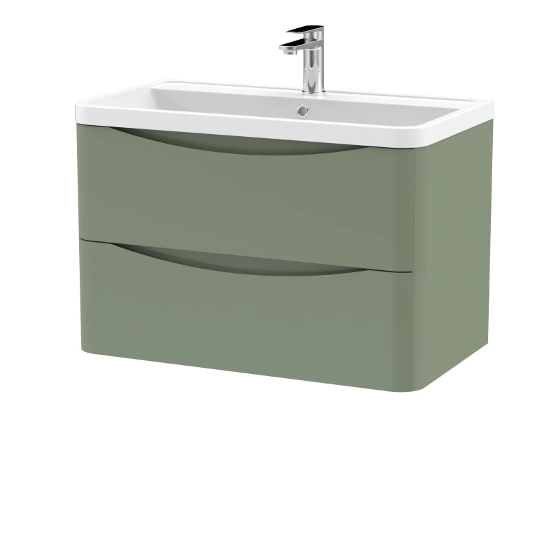 Image of Balterley Wall Hung 2 Drawer Vanity Basin Unit Polymarble Basin Green 800mm Green
