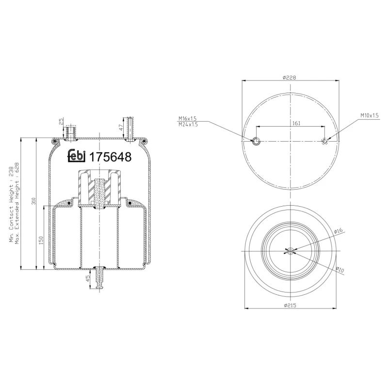 Image of FEBI BILSTEIN 175648 Boot, air suspension non-steered leading axle Boot,air suspension (324)