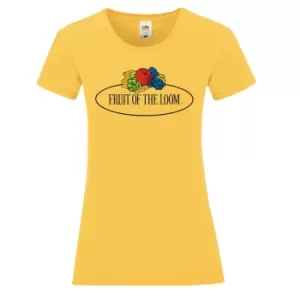 Image of Fruit of the Loom Womens/Ladies Vintage Big Logo T-Shirt (L) (Sunflower Yellow)