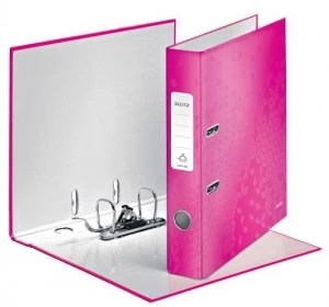 image of Leitz WOW Lever Arch File A4 50mm Pink Metallic PK10