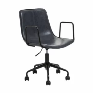 Image of Interiors by PH Leather Effect Office Chair with Arms, Grey
