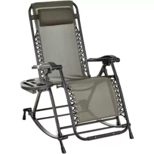 Image of Folding Recliner Chair Outdoor Lounge Rocker Zero-Gravity Seat Grey - Outsunny