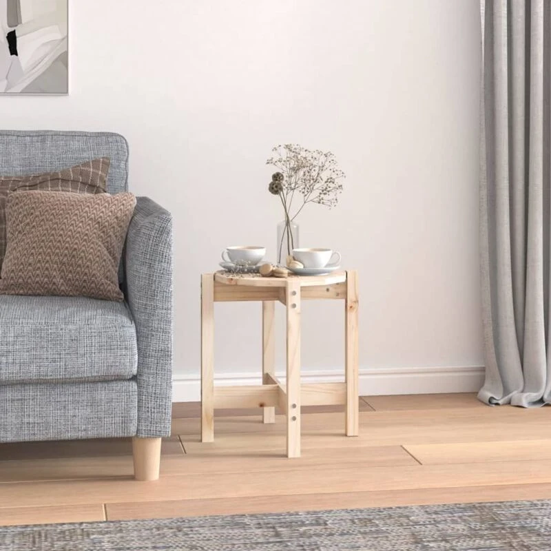Image of Vidaxl Coffee Table Ø 42.5X45cm Solid Wood Pine, Brown 822312