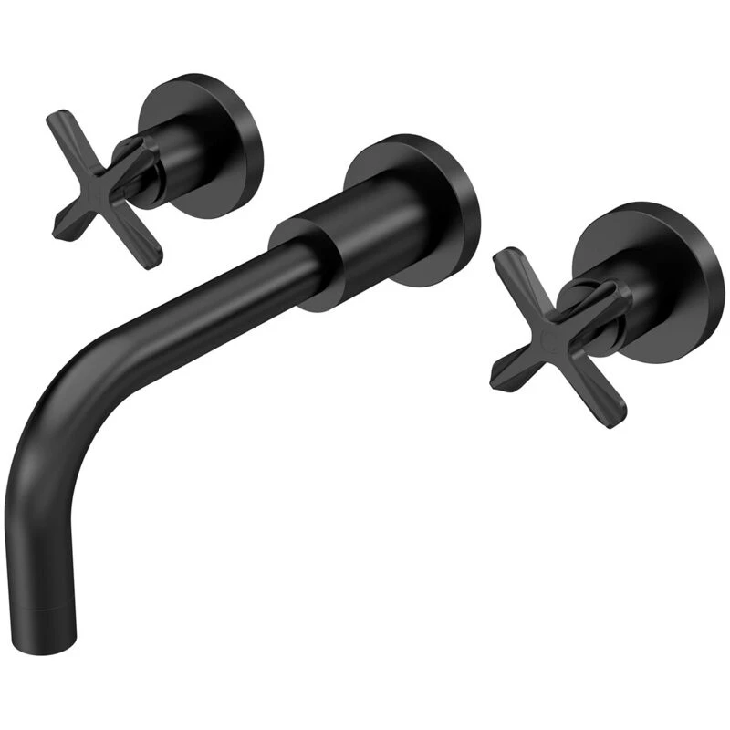 Image of Aztec Wall Mounted Basin Mixer Tap Matt Black