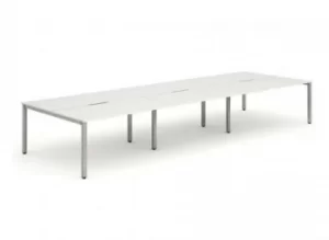 image of B2B Silver Frame Bench Desk 1200 White (6 Pod)