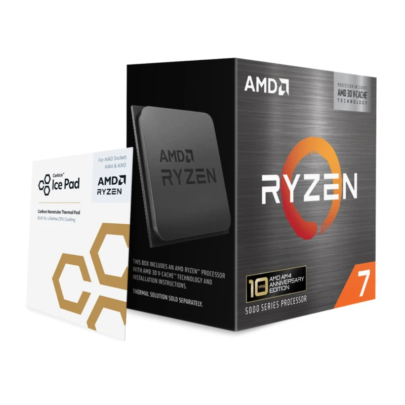 Image of AMD Ryzen 7 5800X3D 10th Anniversary Edition Socket AM4 Processor with Carbice Ice Pad 100-100000651POF