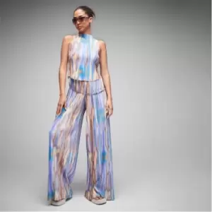 Missguided Co Ord Tie Dye Plisse Wide Leg Trousers - Multi