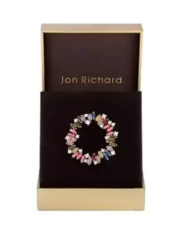 Jon Richard Rose Gold Plated Multi Cubic Zirconia Scattered Stone Brooch - Gift Boxed, Rose Gold, Women