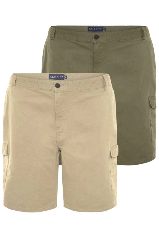 Image of BadRhino BadRhino Men 2 Pack Stretch Cargo Shorts in Light Khaki Size: 56R Light Khaki 56R Male 5063589664167