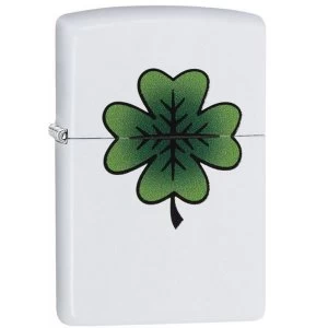 Image of Zippo Clover Design White Matte Windproof Lighter