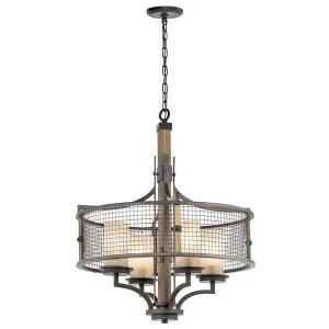 image of Multi Arm Chandelier 4 Light Mesh Iron Finish, E27