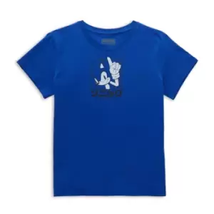 Image of Sonic The Hedgehog Sonic Katakana Womens T-Shirt - Blue - L