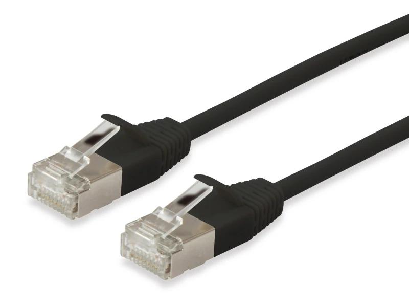 Image of Equip Cat.6A F/FTP Slim Patch Cable. 0.15m. Black
