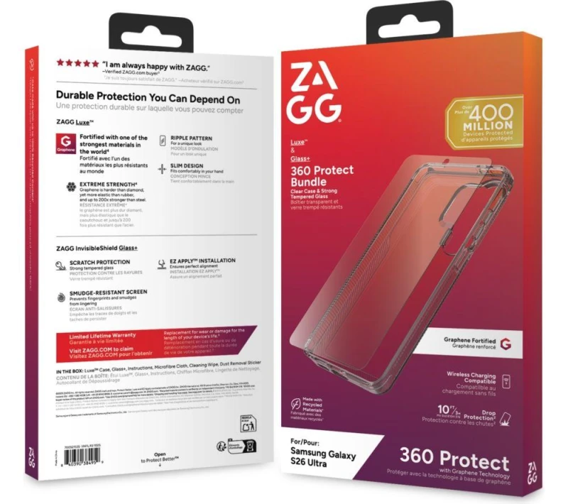Image of ZAGG Galaxy S26 Ultra Luxe Case & Screen Protector Bundle, Clear 840390384959
