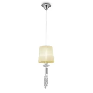 image of Tiffany Pendant 1+1 Light E27+G9, Polished Chrome With Cream Shade & Clear Crystal