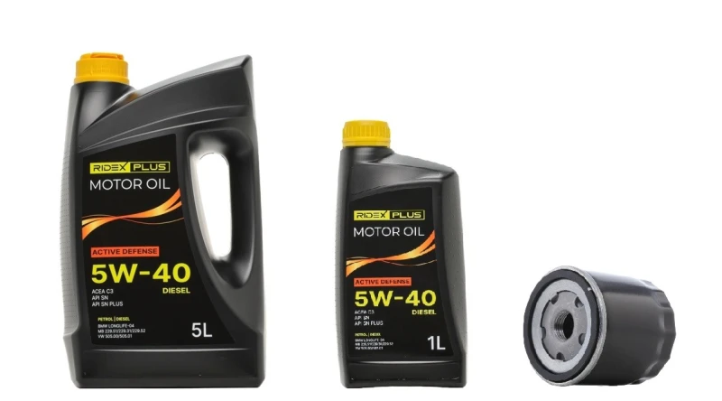 Image of RIDEX PLUS 100908O0076P Oil change kit (oil filter + engine oil) Oil change kit (oil filter + engine oil) (100908)