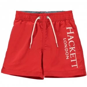 Image of Hackett Hackett Boys Logo Print Swim Shorts - 255 Red
