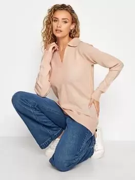 Long Tall Sally Blush V Neck Polo Jumper