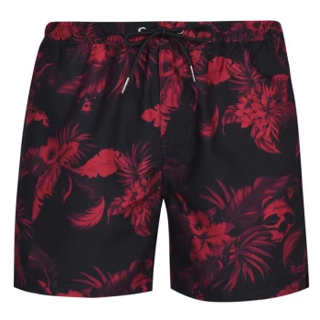 image of Firetrap Swim Shorts - Black/Red Morte