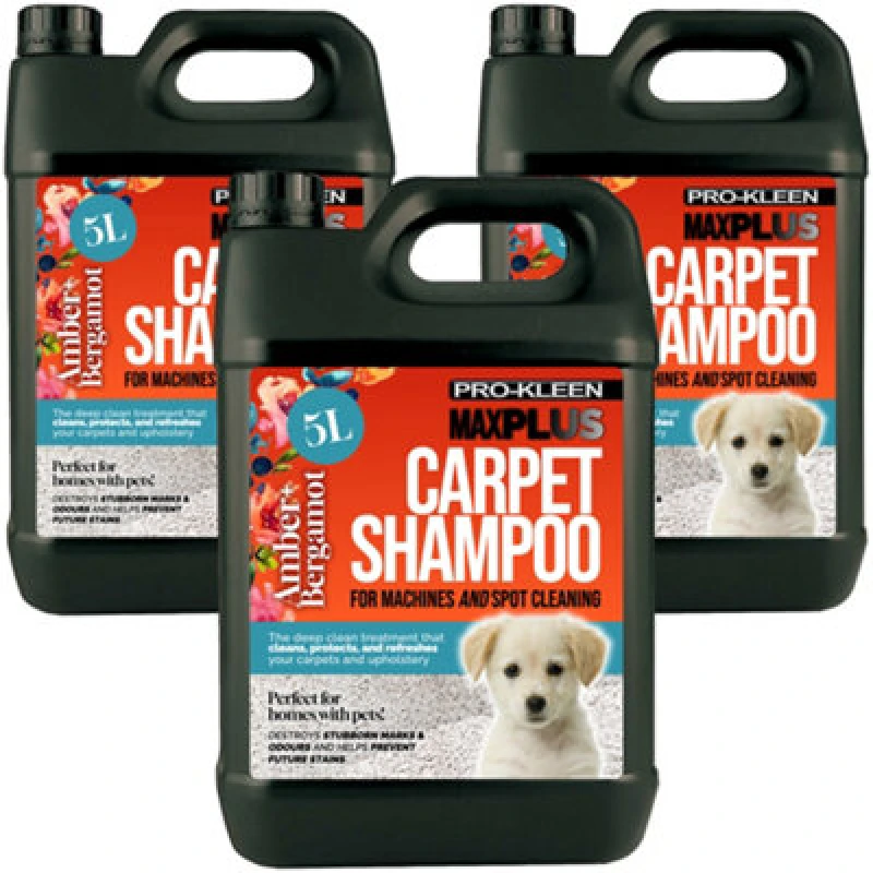 Image of ProKleen Carpet Cleaning Shampoo Odour Remover Amber & Bergamot Scent 3 x 5L Clear unisex