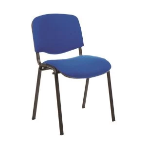 image of Trexus Stackable Fabric Medium Back Chair Blue Upholstery with Gunmetal grey Metal Frame