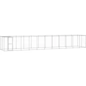 Image of Vidaxl - Outdoor Dog Kennel Galvanised Steel with Roof 26.62 m² Silver