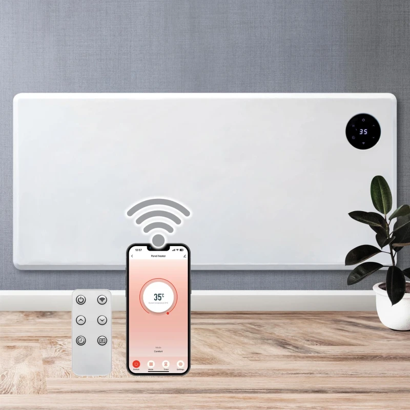 Image of Purus 1800W WIFI Electric Radiator Panel Heater White Wall Mounted or Floor Standing Bathroom Safe Timer & Thermostat White Unisex