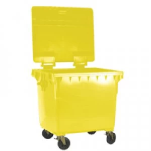 Image of Slingsby Yellow Wheeled 770 Litre Bin With Flat Lid 377389