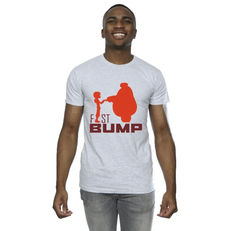Image of Disney Men Big Hero 6 Baymax Fist Bump Cutout T-Shirt in Grey Size: Small Grey S Male 5059934890404