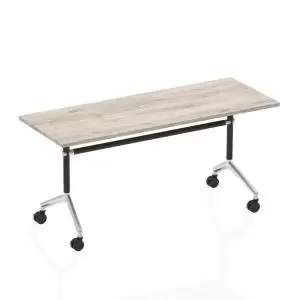 Image of Impulse 1600mm Flip Top Rectangular Table Grey Oak Top I003793