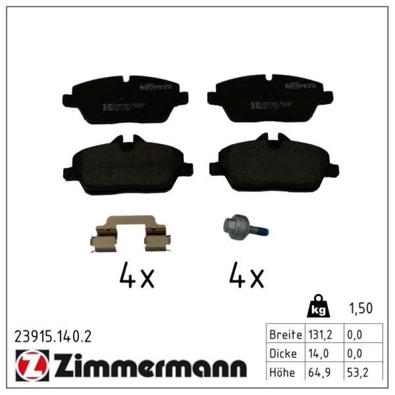 Image of ZIMMERMANN Brake pad set ZIMMERMANN 23915.140.2