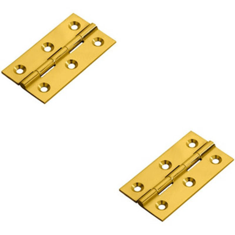 Image of Loops 2x PAIR 64 x 35 x 2mm Cabinet Hinge Polished Brass Small Cupboard Door Metallics