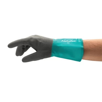 image of Alphatec 58-530W Green/Black Nitrile Gloves - Size 8