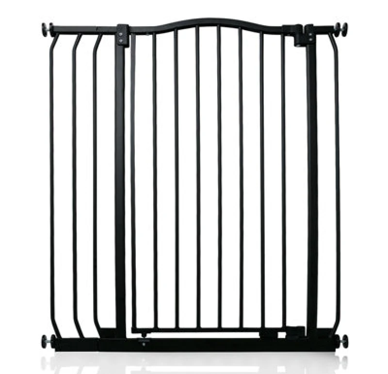 Image of Safetots Extra Tall Curved Top Safety Gate, 80Cm - 89Cm, Matt Black, Extra Tall 100Cm In Height, Pressure Fit Stair Gate