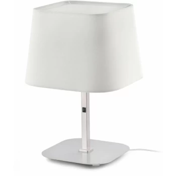 image of Faro Sweet - 1 Light Table Lamp White, Matt Nickel with White Shade, E27