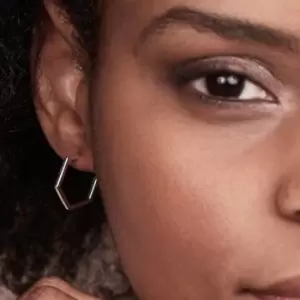 Image of Rachel Jackson London Silver Medium Hexagon Hoop Earrings