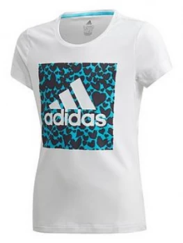 Image of Adidas Girls Aeroready Gfx T-Shirt - White