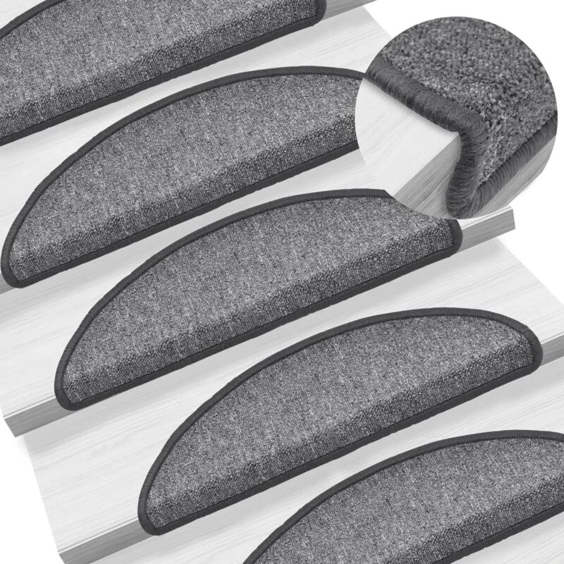 Image of VIDAXL Carpet Stair Treads 15 pcs Dark Grey 56x17x3cm Vidaxl 8718475728238