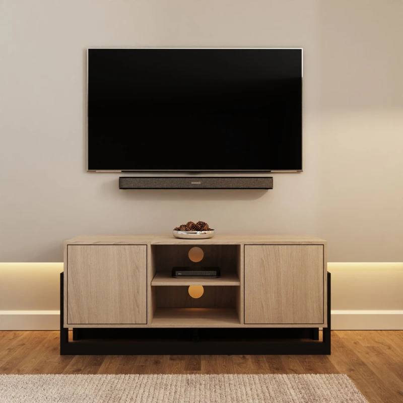Image of GFW Taite Black and Oak 2 Door TV Unit