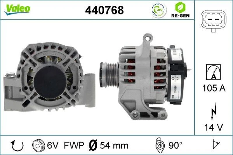 Image of VALEO 440768 Generator Alternator Charging Current: 105A, Voltage: 14V Alternator (4)